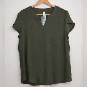 Blooming Jelly Olive Green Flutter Sleeve Blouse Size XL NWT